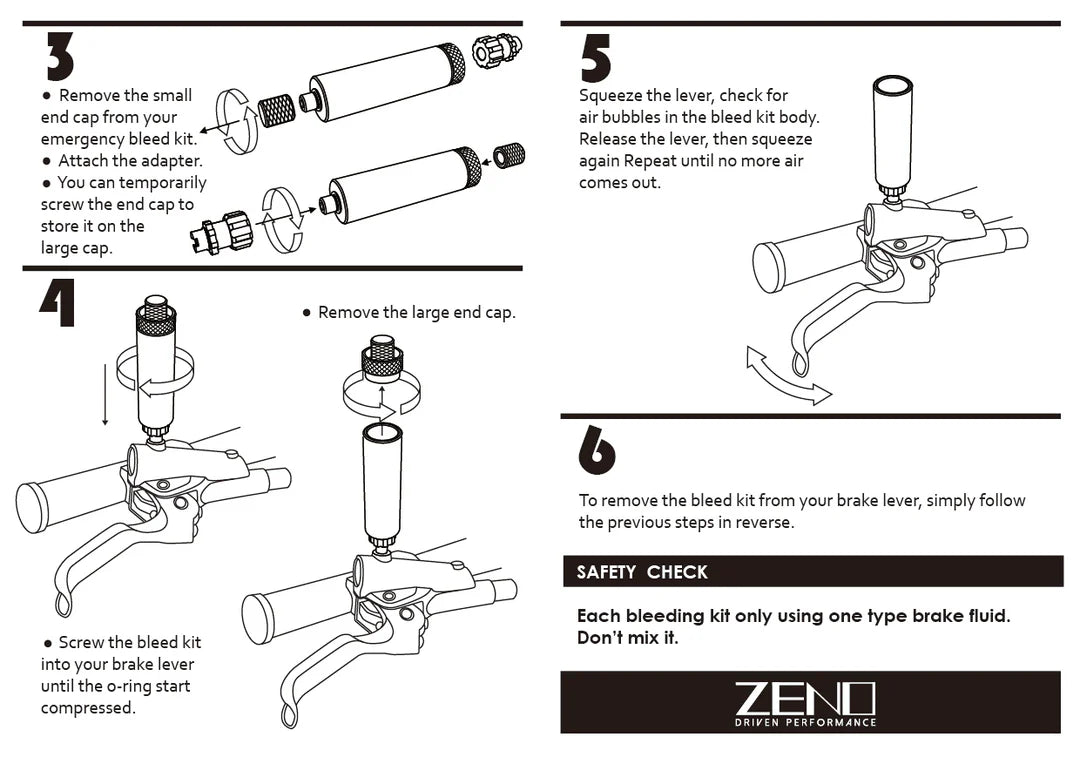 Kit de Purge d'Urgence ZENO pour freins à disque hydrauliques SHIMANO, SRAM, MAGURA, CAMPAGNOLO